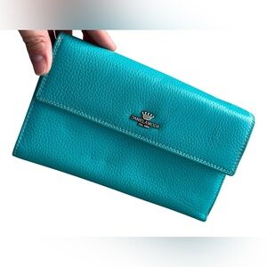 Daniela Moda Teal Pebbled Leather Wallet